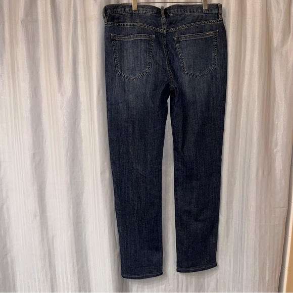 Eddie Bauer Women's Dark Blue Boyfriend relaxed Jeans plaid lined inside size 12 - Picture 2 of 14